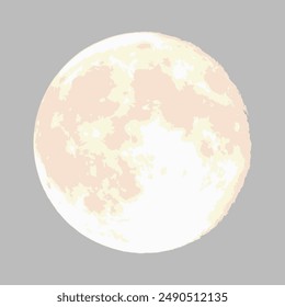 Full moon phase night illustration on gray background.