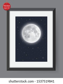 Full moon with photo frame , Vector