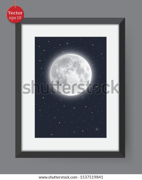 Full moon with photo frame\
, Vector