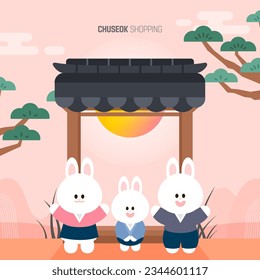 Full Moon Rabbit Gradient Chuseok Shopping 
