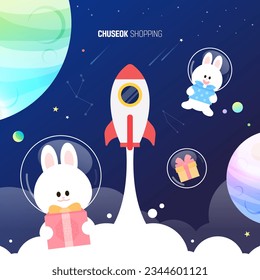 Full Moon Rabbit Gradient Chuseok Shopping 
