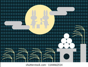 Full moon and rabbit: Moon watching festival