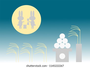 Full moon and rabbit: Moon watching festival