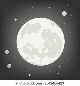 Full moon realistic vector illustration. Full moon with stars