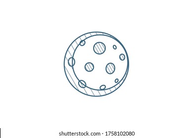 Full Moon, satellite isometric icon. 3d vector illustration. Isolated line art technical drawing. Editable stroke