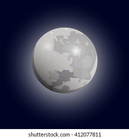 Full moon seen with a telescope. Luna flat icon. Vector moon eps10