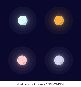 Full moon set 4 colors for illustration, General design, Designing images on website