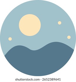 Full Moon Shining Over Mountain and Lake