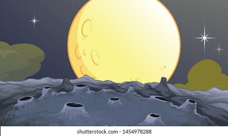 Full moon space scene illustration