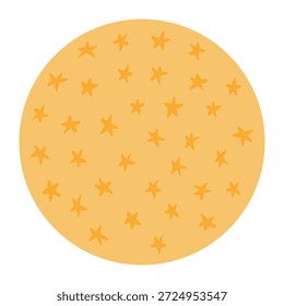 Full moon with spots, markings isolated on transparent. Hand drawn flat vector illustration. Night, bed time, kid print, celestial design element, clip art. Mid Autumn Festival holiday, space, planet