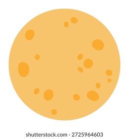 Full moon with spots, markings isolated on transparent. Hand drawn flat vector illustration. Night, bed time, kid print, celestial design element, clip art. Mid Autumn Festival holiday, space, planet