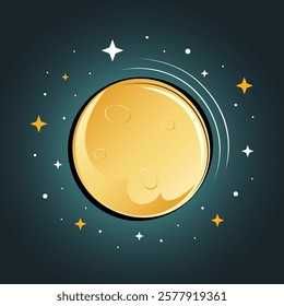 Full moon and star night cute icon weather, Isolated on dark background, Lunar, Dream, Lullaby, Astrology sign, Moon icon. Vector illustration