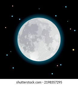 Full moon and star night illustration vector