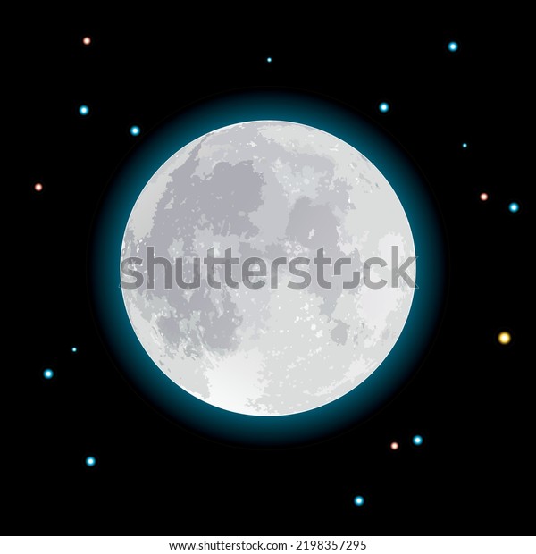 Full moon and\
star night illustration\
vector