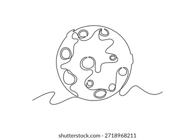 full moon. Moon, Star, Sun and planet concept. Single line draw design. Vector graphic illustration