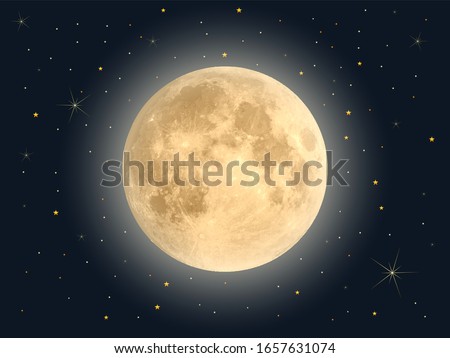 Full moon with star , Vector