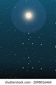 Full moon with starry night gradient sky