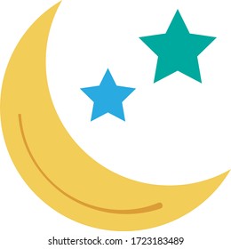 Full Moon with Stars Concept Vector Color Icon Design, Ramadan kareem and Islamic Symbols on white background,