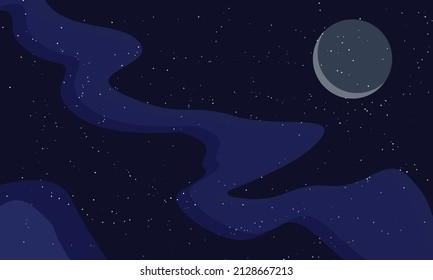 Full Moon and Stars Illustration Background Free Vector