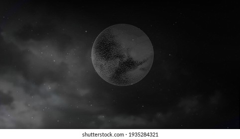 Vollmond mit Sternen einzeln auf dunklem Hintergrund
