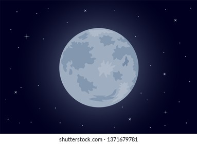 Vollmond und Sterne am Himmel, Vektorgrafik