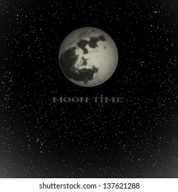Full moon and stars. Vector EPS10