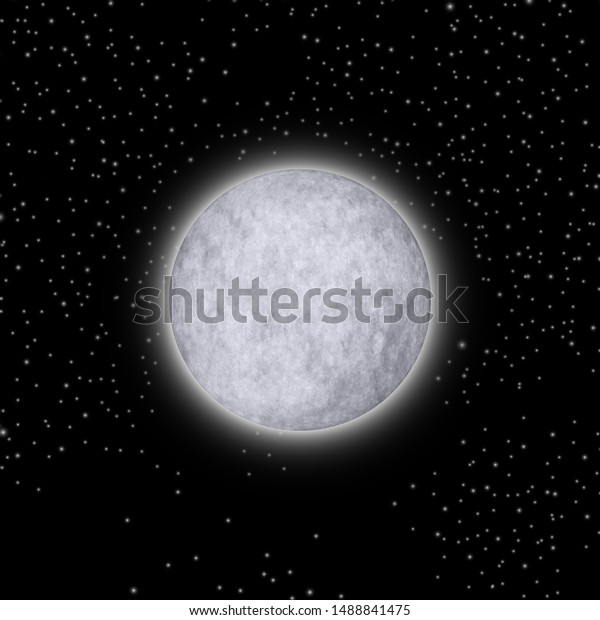 Full moon and stars,\
vector illustration