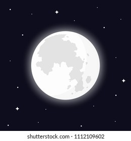 Full moon, surrounded by stars. Night space concept