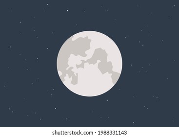 A full moon surrounded by stars in the dark night sky, astronomy theme