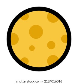 Full moon symbol emoji flat icon isolated on white background