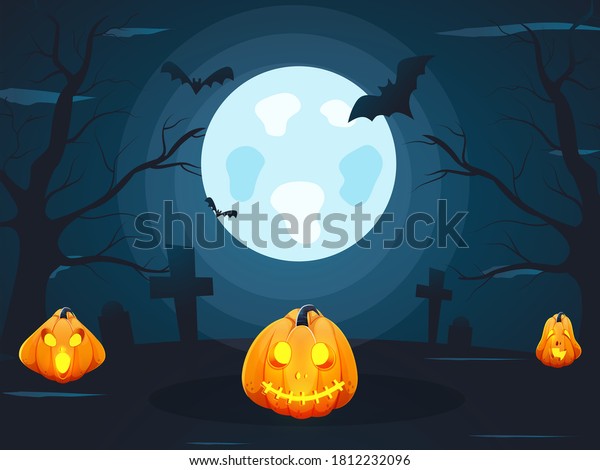 Full Moon Teal Blue Background Bare Stock Vector (Royalty Free ...