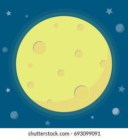 Full moon that shines in the night and a lot of stars around.