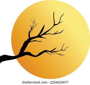 Full moon with trees at twilight