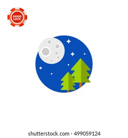 Full Moon and Trees Vector Icon