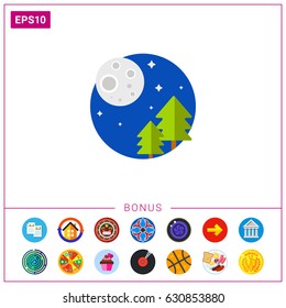 Full Moon and Trees Vector Icon