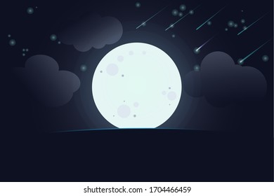 full moon vector, big full moon in the night sky. 10 eps