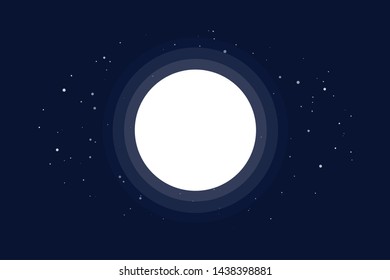 Full Moon Vector. Full Glowing moon and stars in flat design in vector file.