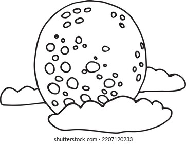 Full Moon Vector Illusrtration. Halloween Cartoon Element. Spooky Fairytale Line Art. 