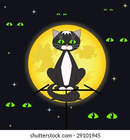 ??t and full moon. Vector illustration.