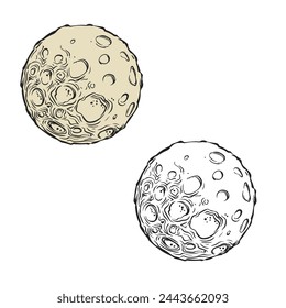 full moon vector illustration. Drawing with line art style. Outline style