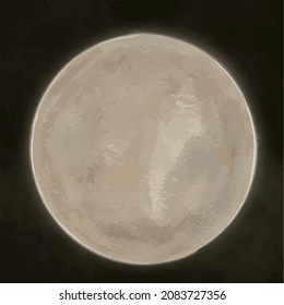 Full moon vector isolated on black background, big single moon vector illustration for banners.