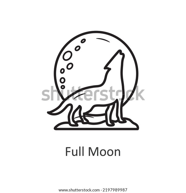 Full Moon vector outline\
Icon Design illustration. Halloween Symbol on White background EPS\
10 File
