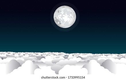 Full moon viewed from on top of the clouds
