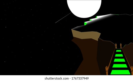 full moon viewed from top of the hill