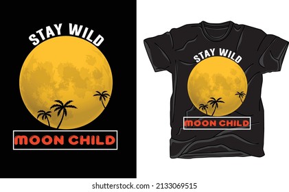 Full Moon vintage  isolated on whitet tshirt