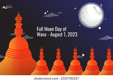 full moon of waso, vector, waso detail vector, waso background, hindu vector, buddha vector, buddha waso moon day