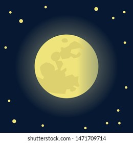 full moon yellow color, vector illustration 