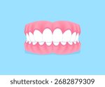 Full mouth teeth - Overbite illustration vector design. Dental care concept.