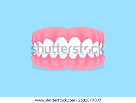 Full mouth teeth - Overbite illustration vector design. Dental care concept.