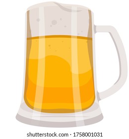 Full mug of beer. Single object isolated on white background.
